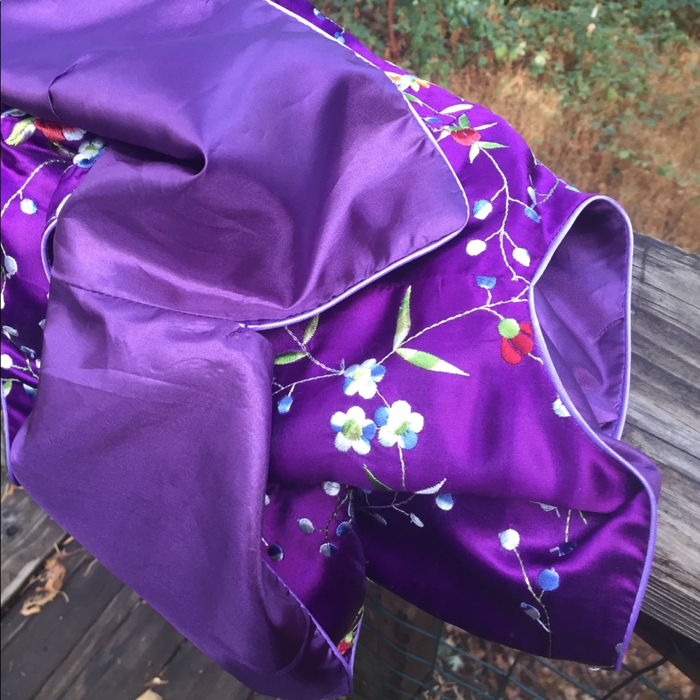 Classic mandarin style floral print purple, floral vintage vest free shipping - Picture 9 of 12